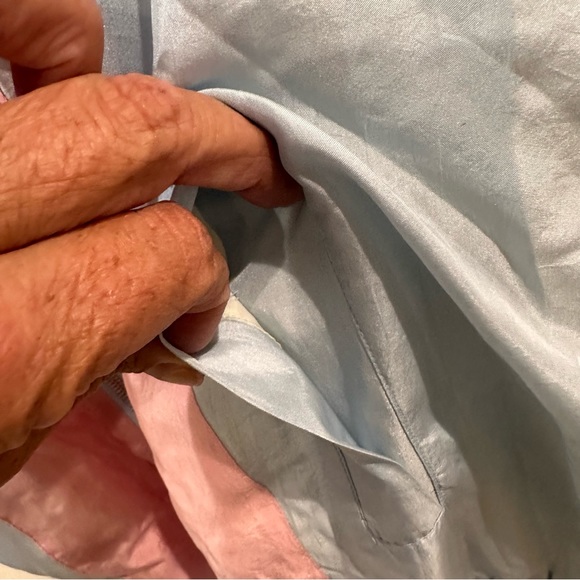 Blair Vintage Rare Silk Oversized Lightweight Pastel Patchwork Jacket 3X - Picture 4 of 10